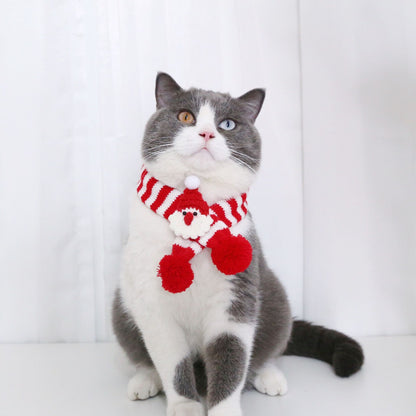 Amy Fashion - Cat Dog Knitted Wool Striped Christmas Scarf