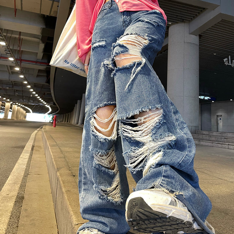 Street Style Hip Hop Ripped Jeans