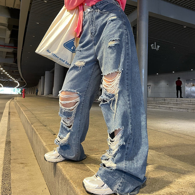 Street Style Hip Hop Ripped Jeans