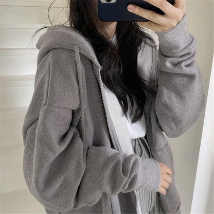 Amy Fashion - Korean Version Oversized Solid Color Hoodies